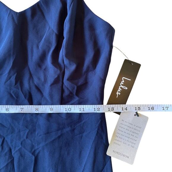 Lulus Spaghetti Strap Chiffon A-Line Maxi Formal Dress Navy Size Small 0625A - Picture 12 of 16